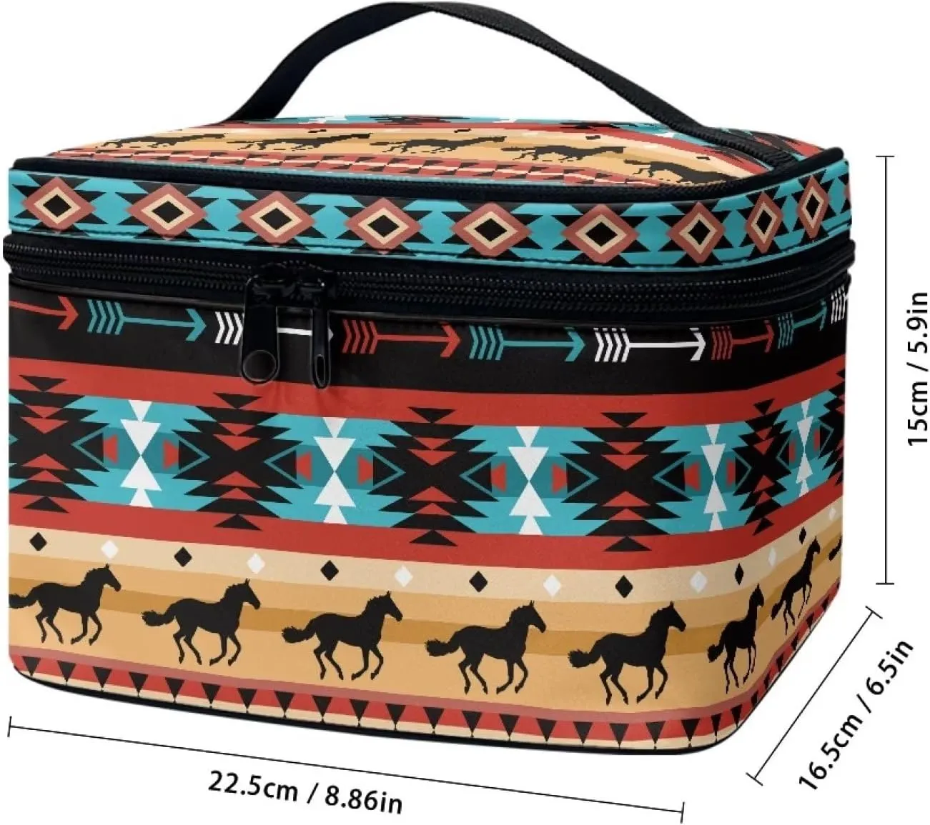 Uasibuni Aztec Large Makeup Bag Cosmetic Zipper Pouch Travel Cosmetic Case Organizer Bag for Women Cosmetic Bag