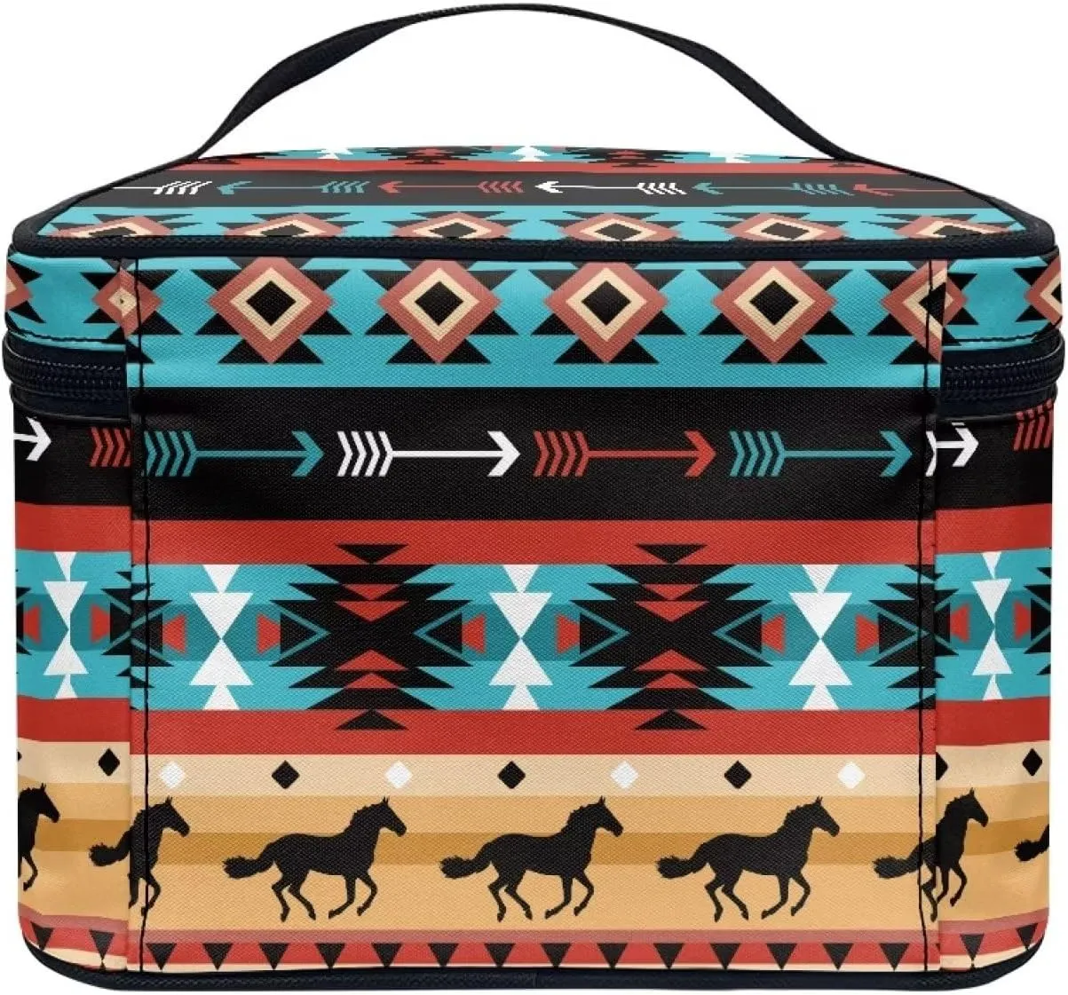Uasibuni Aztec Large Makeup Bag Cosmetic Zipper Pouch Travel Cosmetic Case Organizer Bag for Women Cosmetic Bag