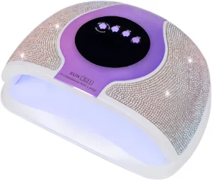UV LED Nail Lamp, Gel Nail Lamp, 4 Timer Settings, Decorated with Sparkling Nail Rhinestones, Fast Nail Curing Light for Salon and Home (Purple)