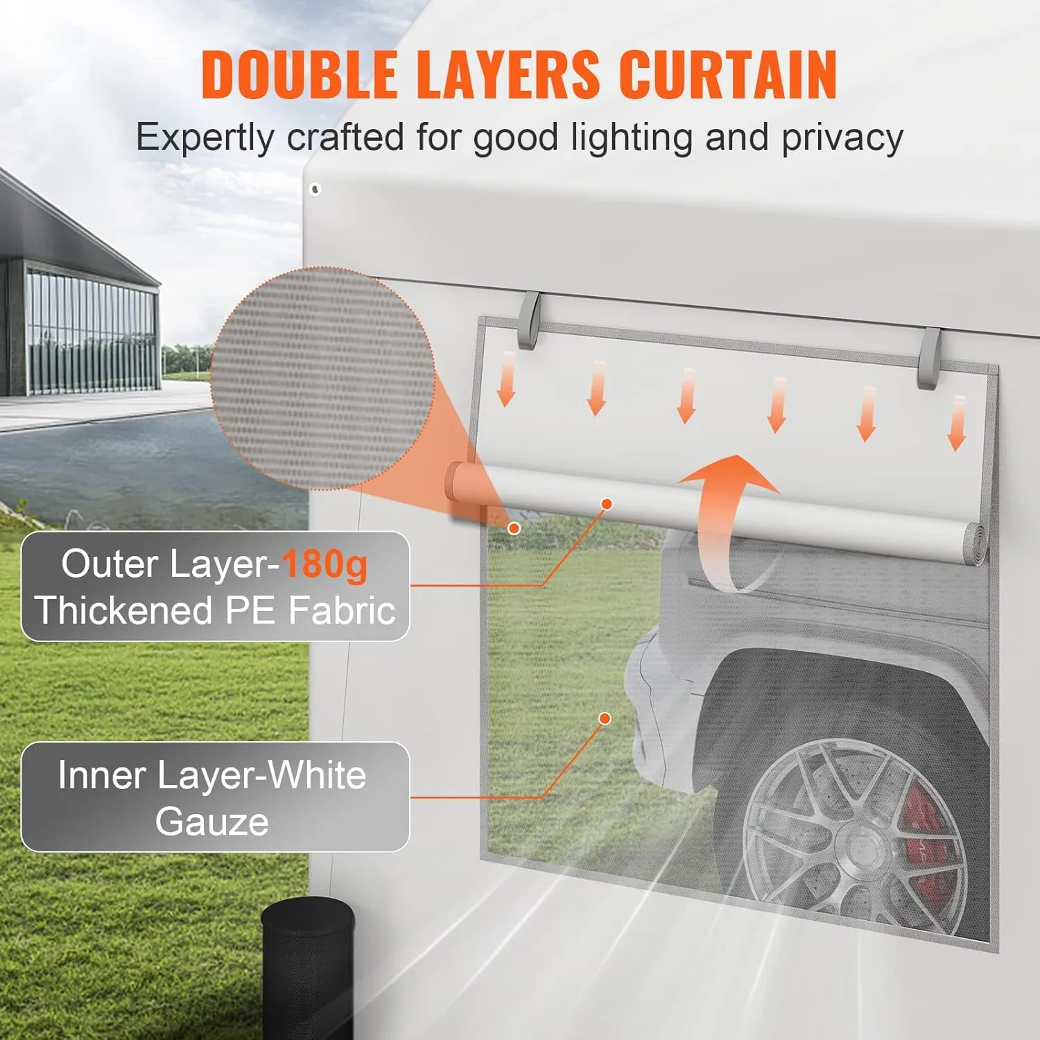 VEVOR Heavy Duty Carport, 10x20ft Car Canopy, Portable Garage with Roll-up Ventilated Windows & Removable Sidewalls, UV Resistant Waterproof All-Season Tarp for SUV, F150, Car, Truck, Boat