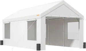 VEVOR Heavy Duty Carport, 10x20ft Car Canopy, Portable Garage with Roll-up Ventilated Windows & Removable Sidewalls, UV Resistant Waterproof All-Season Tarp for SUV, F150, Car, Truck, Boat