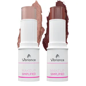 Vibriance Makeup Gift Set | Radiance and Illuminate Cosmetics Sticks Bundle of 2 - Multi-Purpose Highlighter, Lipstick, Contour, Cream Blush for Mature Skin - Sulfate, Paraben Free