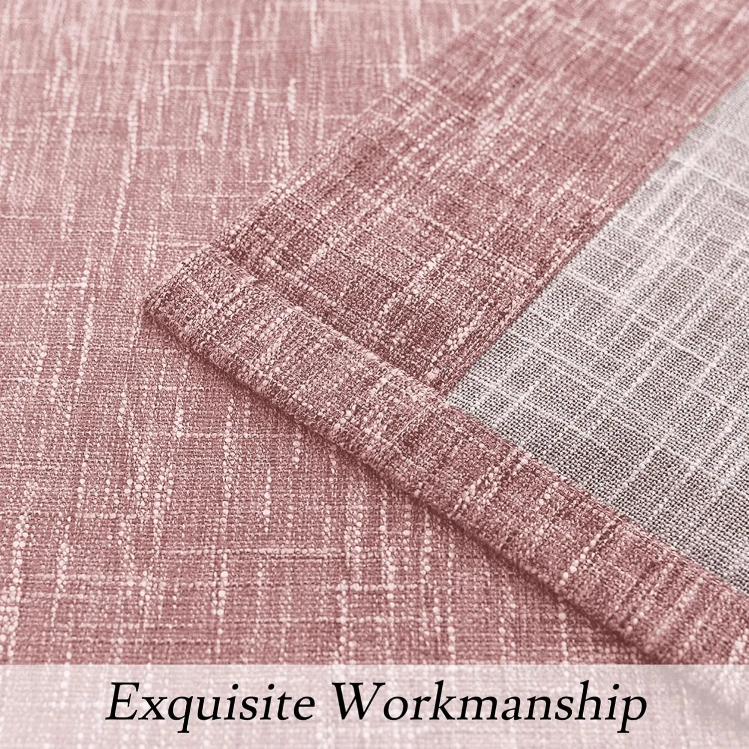 Vision Home Pink Ombre Window Curtains Linen Texture Gradient Light Filtering Semi Sheer Curtains 84 inch Length for Living Room Bedroom Rod Pocket,Cream White to Blush,50" Wx84 L,2 Panels
