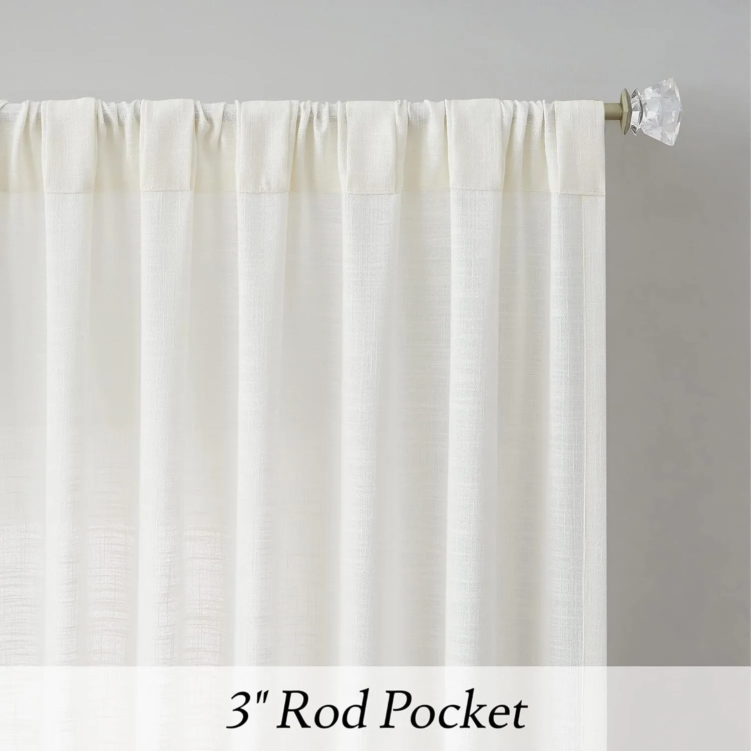 Vision Home Pink Ombre Window Curtains Linen Texture Gradient Light Filtering Semi Sheer Curtains 84 inch Length for Living Room Bedroom Rod Pocket,Cream White to Blush,50" Wx84 L,2 Panels