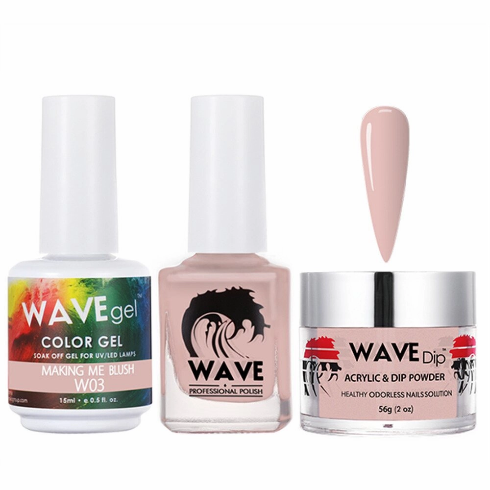 Wave Simplicity Collection 3-In-1 Matching Combo Set / 1 Gel Polish 0.5 oz.   1 Lacquer 0.5 oz.   1 Dip Powder 2 oz. / #P003 Making Me blush