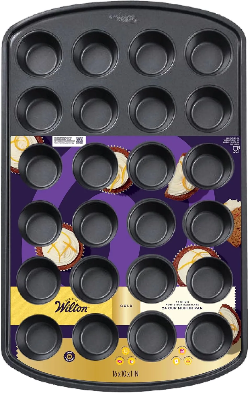 Wilton Gold Premium Non-Stick Bakeware 24 cup Muffin Pan, 16x10x1 in