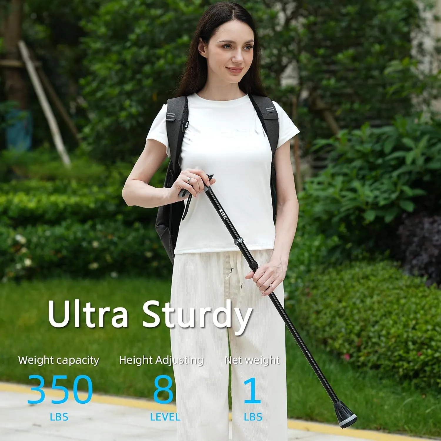 XSL Walking Cane - Foldable, Adjustable, Collapsible Walking Canes for Men & Women, Heavy Duty All Terrain Tip, with Travel Bag | Portable Walking Sticks for Seniors & Adults