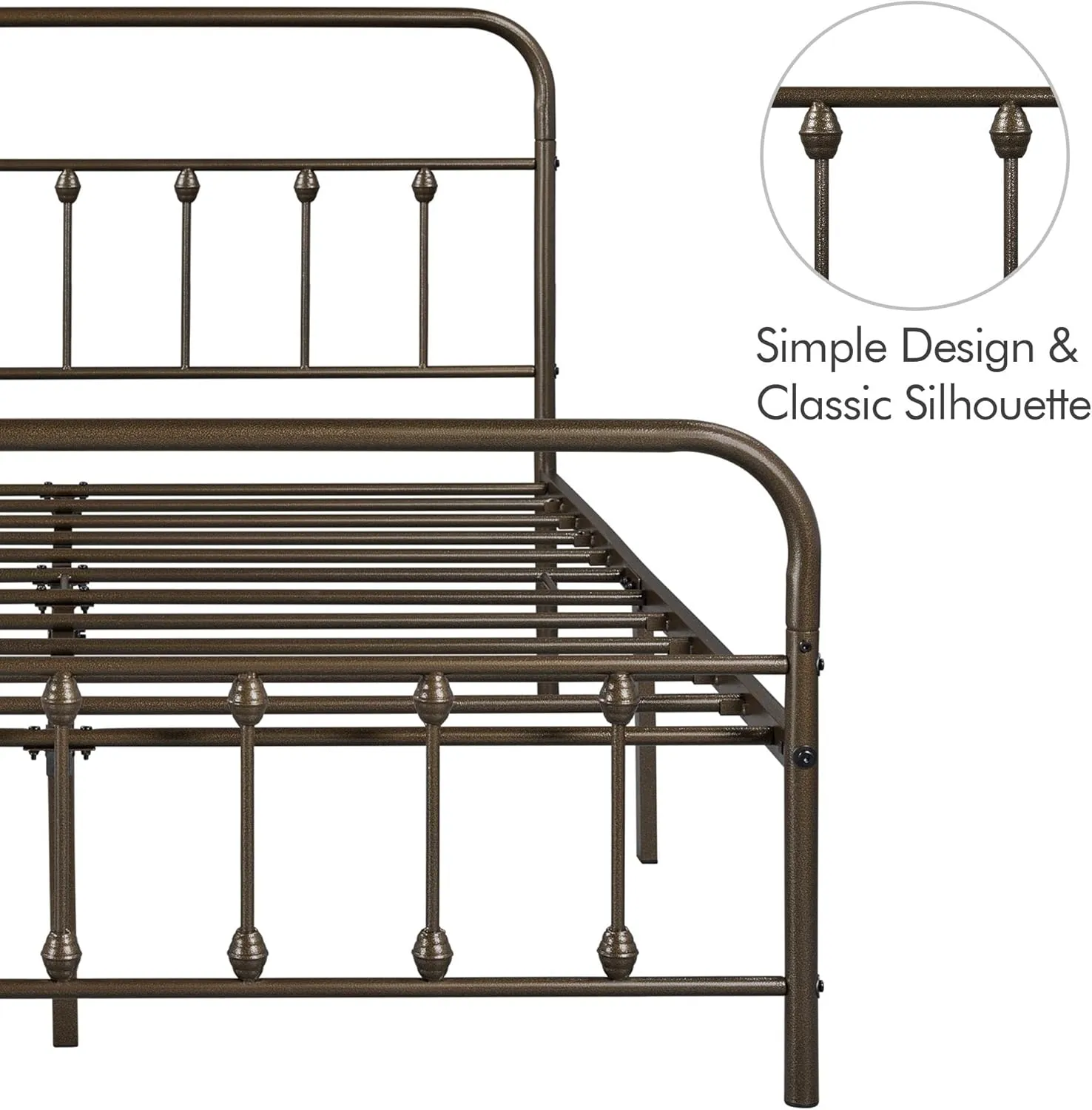 Yaheetech Classic Metal Platform Bed Frame Mattress Foundation with Victorian Style Iron-Art Headboard/Footboard/Under Bed Storage/No Box Spring Needed/Queen Size Bronze