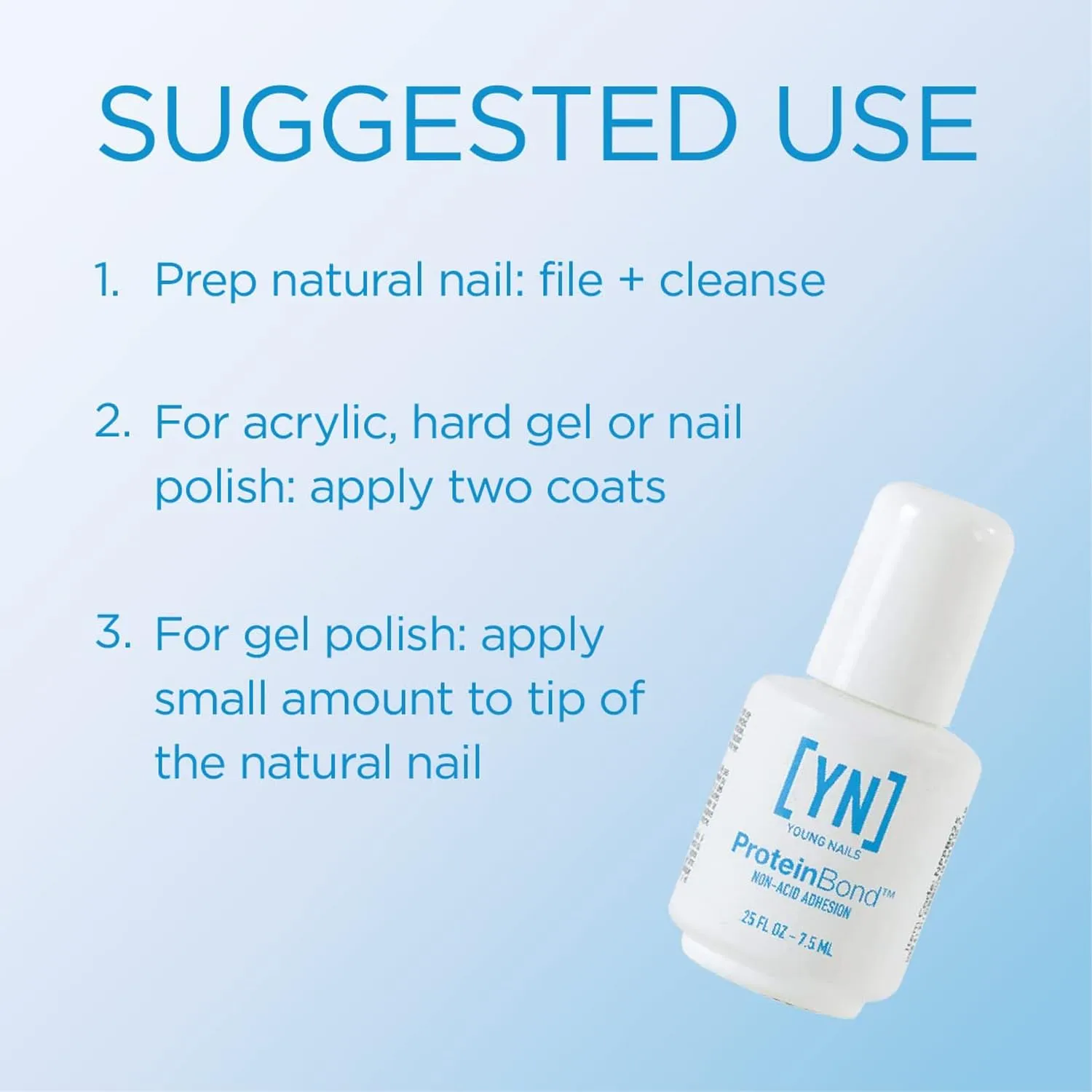 Young Nails Protein Bond - Non-Acidic Nail Primer, Enhanced Adhesion for Gel Polish & Acrylic, Nail Dehydrator, PH Bonder for Gel Nails, 0.25 oz